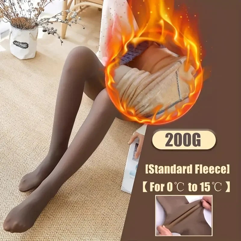 Women Fleece Tights Woman Warm Winter Pantyhose Sexy Translucent Stockings Thermal Elasticity Panty Fashion Leggings Female