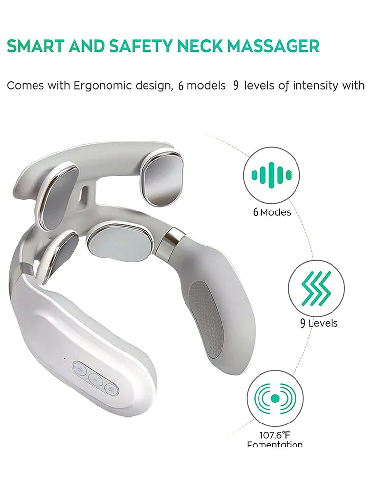 Neck Massage Machine 4 Head And Neck Protection Heating Machines Breathing Light Vibration Compress Cervical Spine Machine