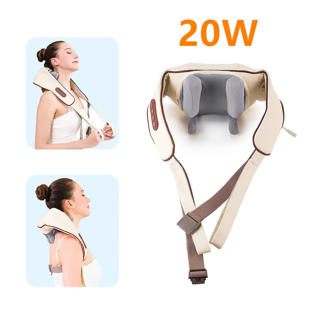 Foreverlily 26W Neck And Shoulder Massager Wireless Shoulder And Back Kneading Massage Shawl Trapezius Neck Cervical masajeador