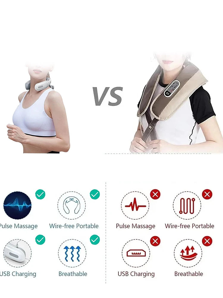 Neck Massage Machine 4 Head And Neck Protection Heating Machines Breathing Light Vibration  Compress Cervical Spine Machine