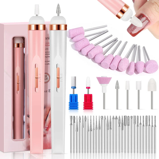YIKOOLIN Portable Nail File Care Electric Nail Drill with 4 Speeds Cuticle Trimmer Battery Operated Manicure and Pedicure Tools