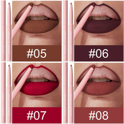 Tapered Nib Lip Liner Pencil Matte Red Brown Plumping Lip Stain Lasting Waterproof Fine Lipstick Slim Lip Outline Contour Makeup
