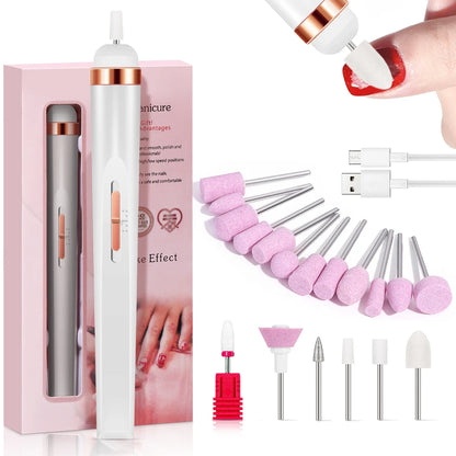 YIKOOLIN Portable Nail File Care Electric Nail Drill with 4 Speeds Cuticle Trimmer Battery Operated Manicure and Pedicure Tools