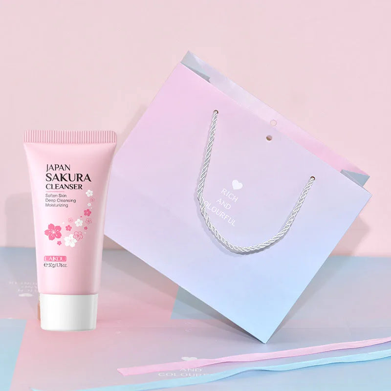 LAIKOU Japan Sakura Skincare Set Moisturizing Anti-Aging Kit Wrinkle Smoothing Radiance Boosting Facial Kit Gift Set