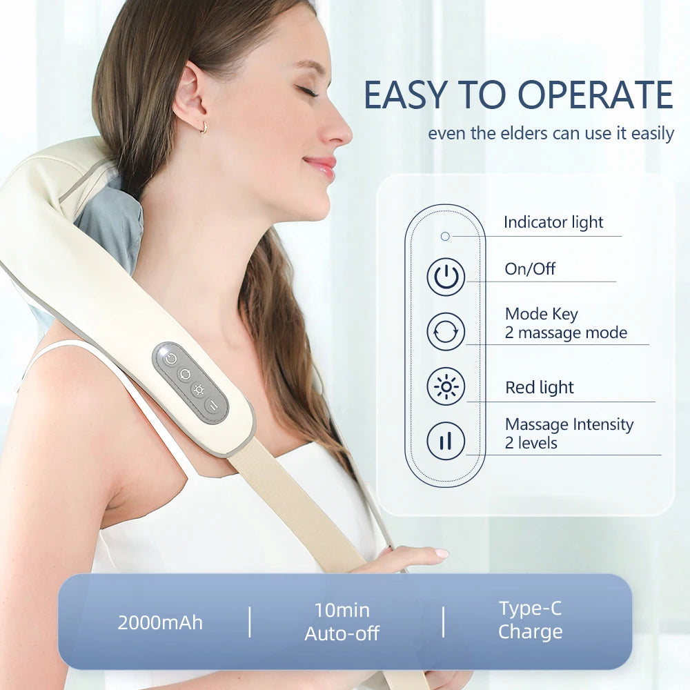 Foreverlily 26W Neck And Shoulder Massager Wireless Shoulder And Back Kneading Massage Shawl Trapezius Neck Cervical masajeador
