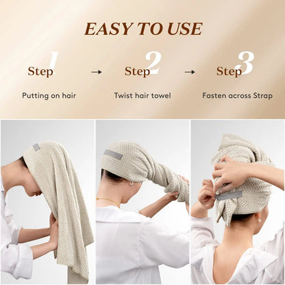 Microfiber Hair Towel Extra Large Wrap Quick Dry Hair Towel Wrap With Elastic Band , Ultra Absorbent Soft Hair Towel Wrap Turban