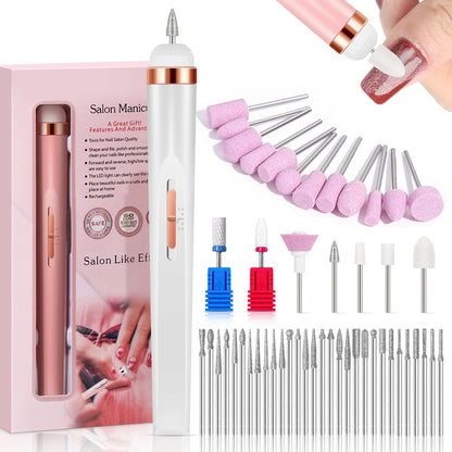 YIKOOLIN Portable Nail File Care Electric Nail Drill with 4 Speeds Cuticle Trimmer Battery Operated Manicure and Pedicure Tools