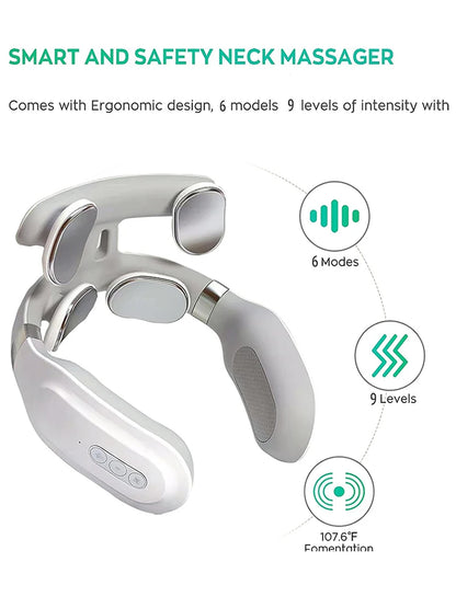 Neck Massage Machine 4 Head And Neck Protection Heating Machines Breathing Light Vibration  Compress Cervical Spine Machine