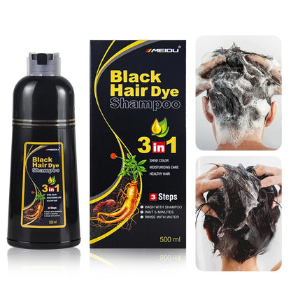 30ml/500ml 3-in-1 Quick Hair Dye Shampoo Natural Black Herbal Hair Dye Moisturizes Mild Hair Dye Conditioner Hair Care Products