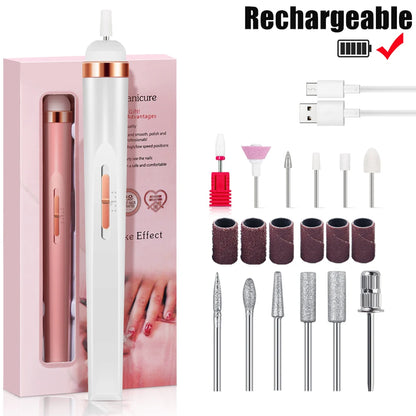 YIKOOLIN Portable Nail File Care Electric Nail Drill with 4 Speeds Cuticle Trimmer Battery Operated Manicure and Pedicure Tools