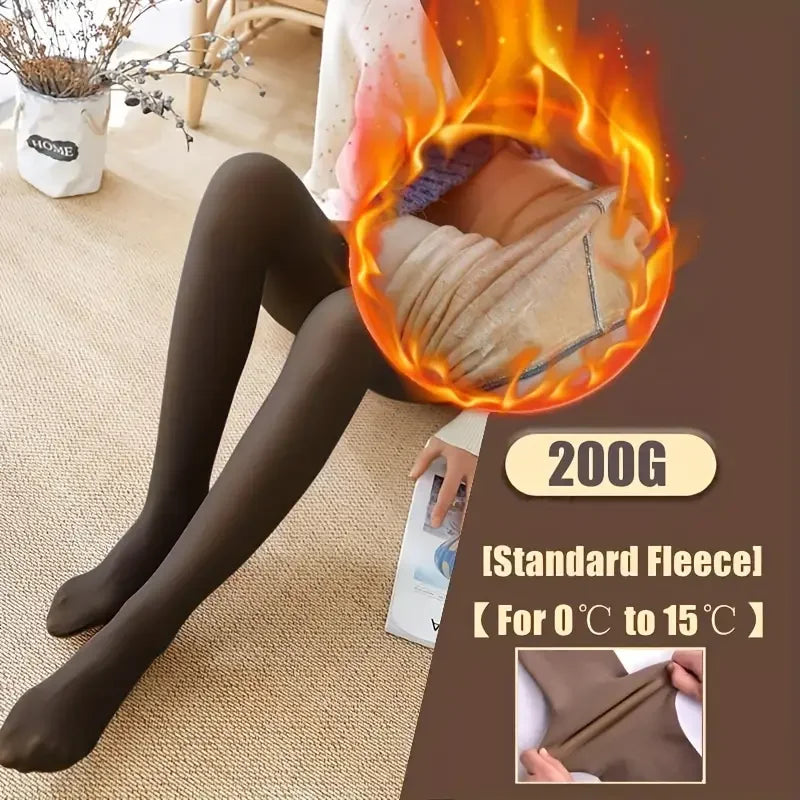 Women Fleece Tights Woman Warm Winter Pantyhose Sexy Translucent Stockings Thermal Elasticity Panty Fashion Leggings Female