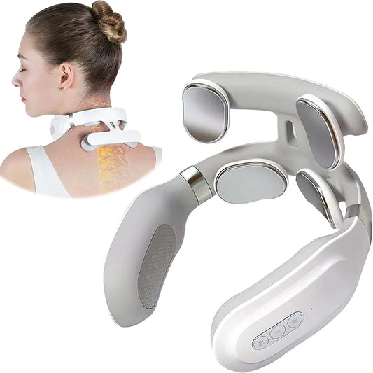 Neck Massage Machine 4 Head And Neck Protection Heating Machines Breathing Light Vibration  Compress Cervical Spine Machine