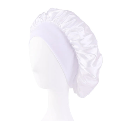 New Satin Wide Brim Nightcap Silky Bonnet Hair Wrap for Sleeping Sleep Cap With Elastic Soft Band Styling Cap Hair Wrapping Tool