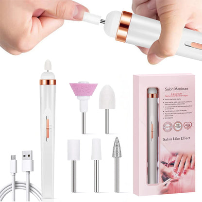 YIKOOLIN Portable Nail File Care Electric Nail Drill with 4 Speeds Cuticle Trimmer Battery Operated Manicure and Pedicure Tools