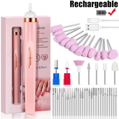 YIKOOLIN Portable Nail File Care Electric Nail Drill with 4 Speeds Cuticle Trimmer Battery Operated Manicure and Pedicure Tools