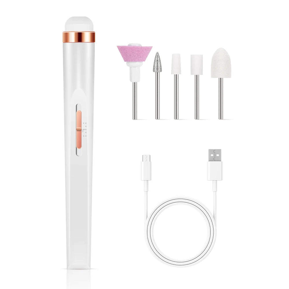 YIKOOLIN Portable Nail File Care Electric Nail Drill with 4 Speeds Cuticle Trimmer Battery Operated Manicure and Pedicure Tools