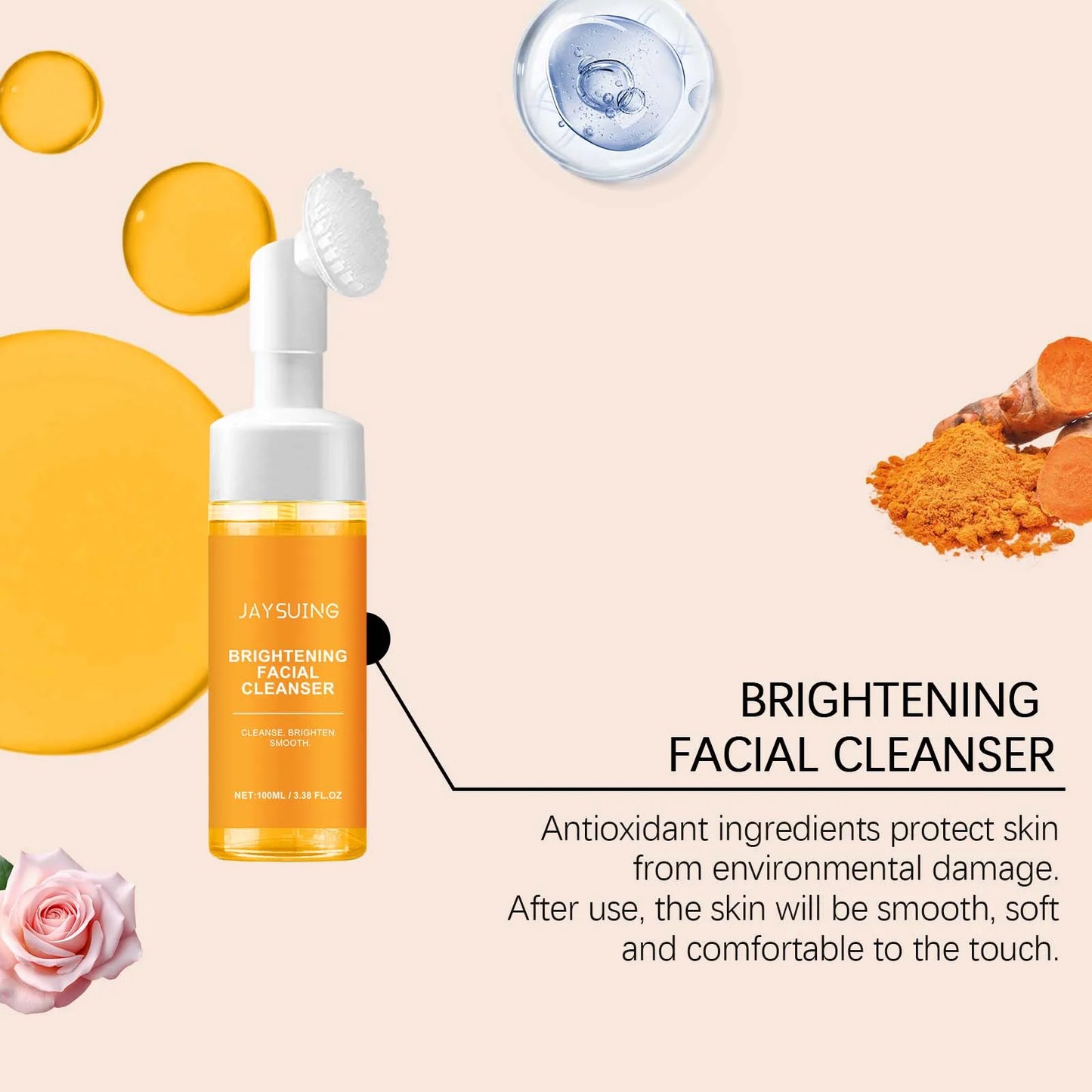 Jaysuing Turmeric Cleanser Deep Cleansing Brightens Skin Moisturizing Anti Wrinkle Deep Nourishing Gentle Moisturizing SkinCare