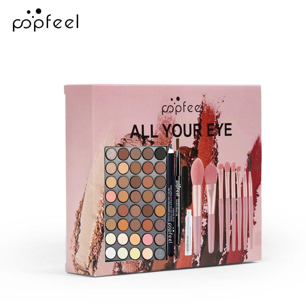 POPFEEL Eye Makeup Set 40 Color Eyeshadow Palette Eyebrow Pencil Eyeliner Pen Mascara With A Set Of Makeup Brushes Eye Cosmetics