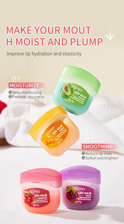 8pcs/box Fruits Lip Balm Sets Moisturizing Lipstick Makeup Base Moisturizer Lip Balm Anti-Cracking Lips Skin Care