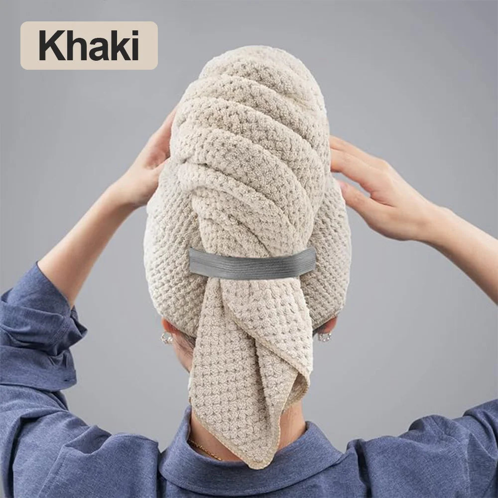 Microfiber Hair Towel Extra Large Wrap Quick Dry Hair Towel Wrap With Elastic Band , Ultra Absorbent Soft Hair Towel Wrap Turban