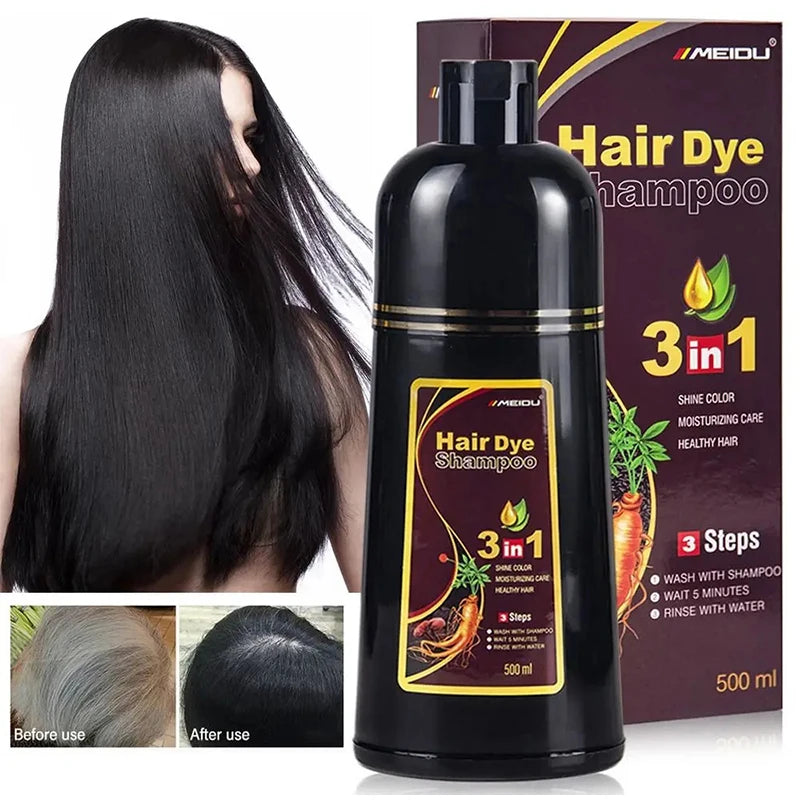 30ml/500ml 3-in-1 Quick Hair Dye Shampoo Natural Black Herbal Hair Dye Moisturizes Mild Hair Dye Conditioner Hair Care Products