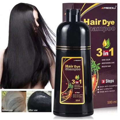 30ml/500ml 3-in-1 Quick Hair Dye Shampoo Natural Black Herbal Hair Dye Moisturizes Mild Hair Dye Conditioner Hair Care Products