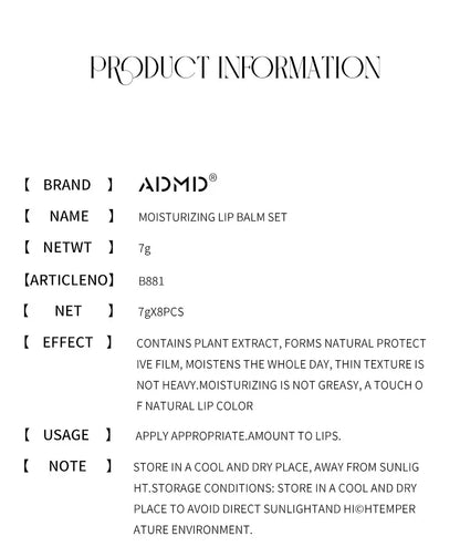 8pcs/box Fruits Lip Balm Sets Moisturizing Lipstick Makeup Base Moisturizer Lip Balm Anti-Cracking Lips Skin Care