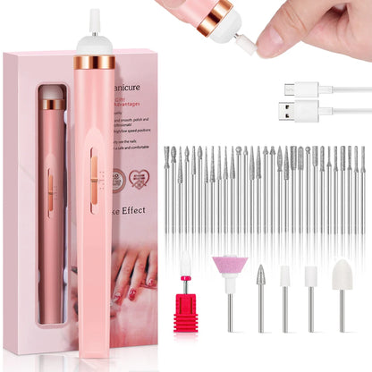 YIKOOLIN Portable Nail File Care Electric Nail Drill with 4 Speeds Cuticle Trimmer Battery Operated Manicure and Pedicure Tools