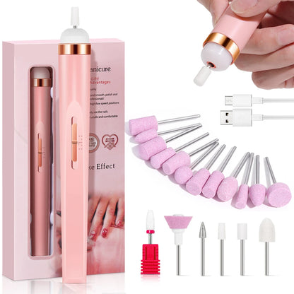 YIKOOLIN Portable Nail File Care Electric Nail Drill with 4 Speeds Cuticle Trimmer Battery Operated Manicure and Pedicure Tools