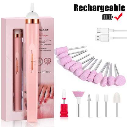 YIKOOLIN Portable Nail File Care Electric Nail Drill with 4 Speeds Cuticle Trimmer Battery Operated Manicure and Pedicure Tools