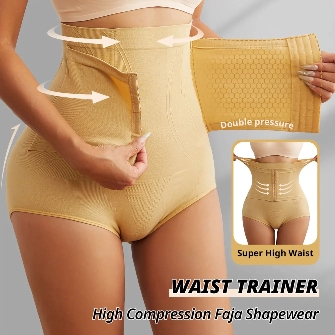 Women Seamless High Waist Waist Cincher Panty Briefs Strong Compression Faja Shaperwear Tummy Control Body Shaper Belly Shaping